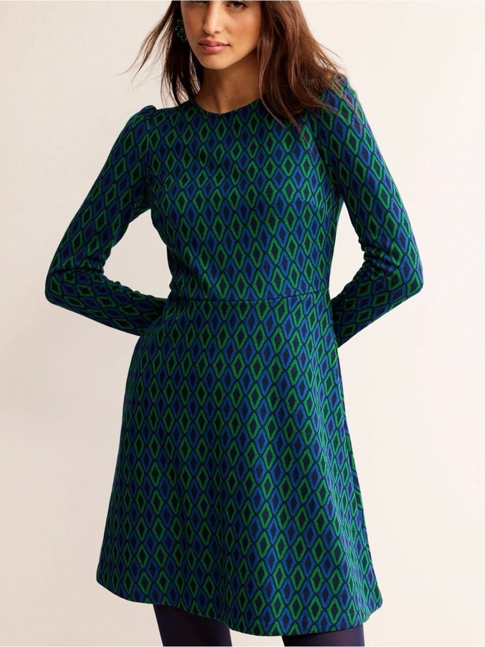 Boden Jacquard A Line Short Dress Atlantic Azure
